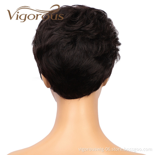 Short Bob Cut Black Cute Human Pixie Curls Cheap Wholesale For White Women Straight 100% Real India Human Hair